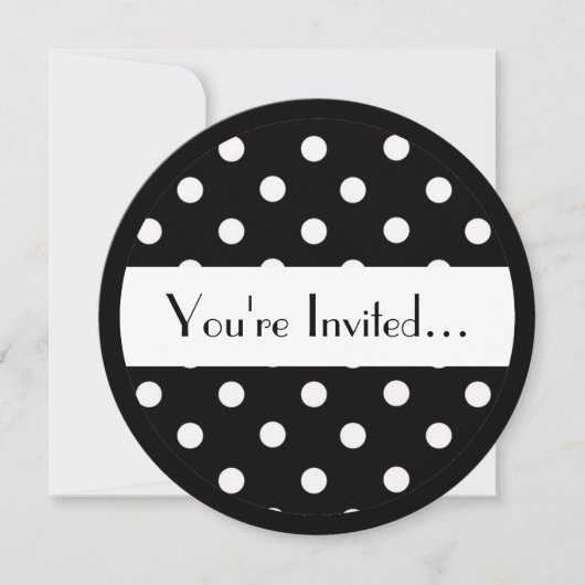 Polkadot blanc noir doux invitations 16 cercles (Devant)
