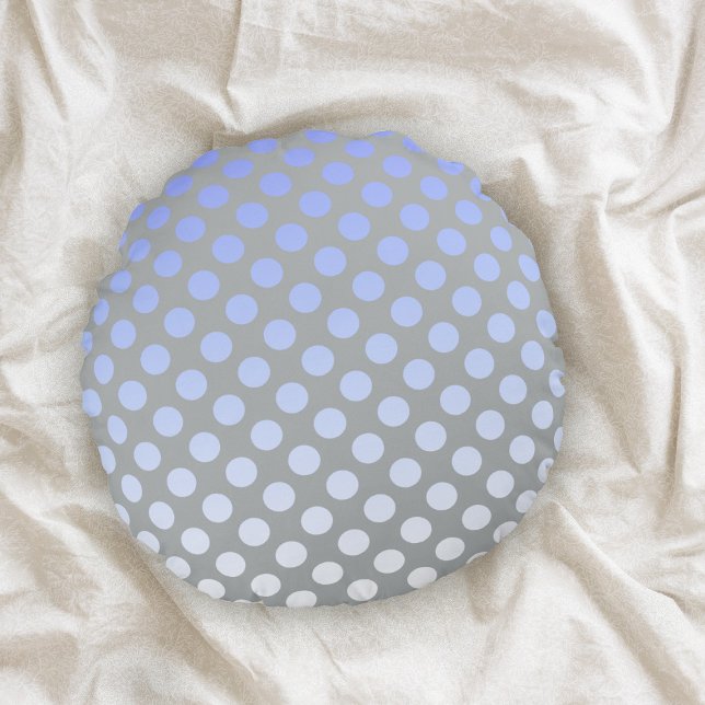 Polkadot Blue Silver Rond Kussen (Creator heeft geüpload)