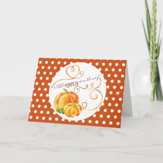 Polkadot Citrouille Fall Orange Baby Faire-part (Devant)