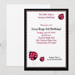 Polkadot Ladybug 5x7 uitnodiging van de Dag