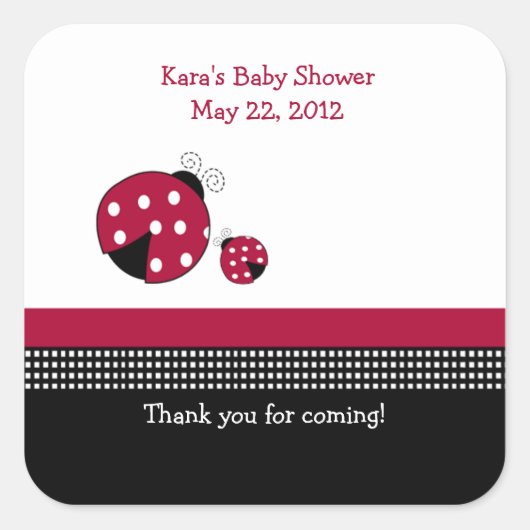 Polkadot Ladybug SQUARE Favor Sticker (Voorkant)