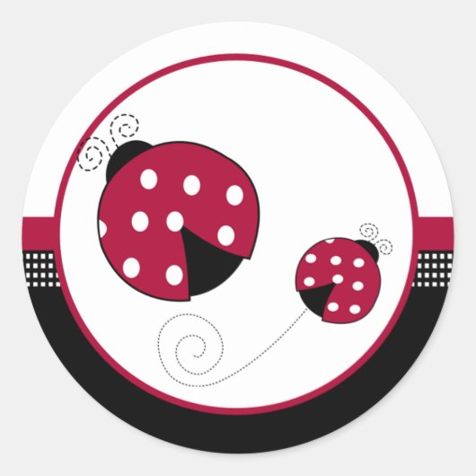 Polkadot Ladybugs Envelope Seals Ronde Sticker (Voorkant)