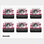 Polkadot lieveheersbeestje rood/zwart VIERKANT gun Vierkante Sticker (Vel)