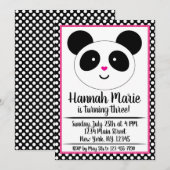 Polkadot Panda fête Anniversaire Invitation (Devant / Derrière)