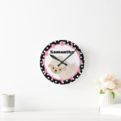 Polkadot Pink Country Boerderij Sheep Lamb Clock Ronde Klok (Huis)