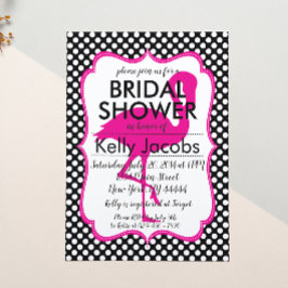 Polkadot Pink Flamingo Baby shower Invitation Kaart