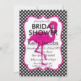 Polkadot Roze Flamingo Bridal Shower Invitation Kaart