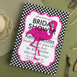 Polkadot Roze Flamingo Bridal Shower Invitation Kaart