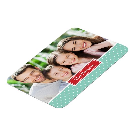 Polkadot vakantie monogram foto magneet (Linkerzijde)