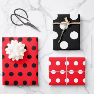 Polkadot Wrapping Papers - Rode en zwarte pokadots Inpakpapier Vel