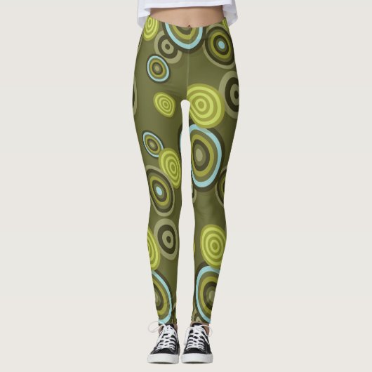 polkadots bloemen veer groene leggings (Voorkant)