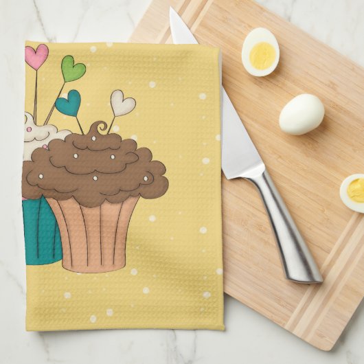 Polkadots en cupcakes theedoek (Quarter Fold)