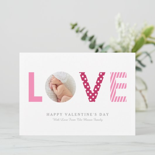 Polkadots en stripes | Roze/rood Kaart (Staand voorkant)