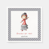 Polkda Dot Gray Spain Sevillana Flamenco Dancer Servet (Voorkant)