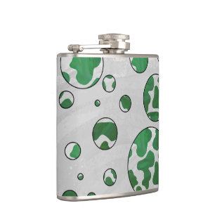 Polks Dot Koe Green en White Print Heupfles