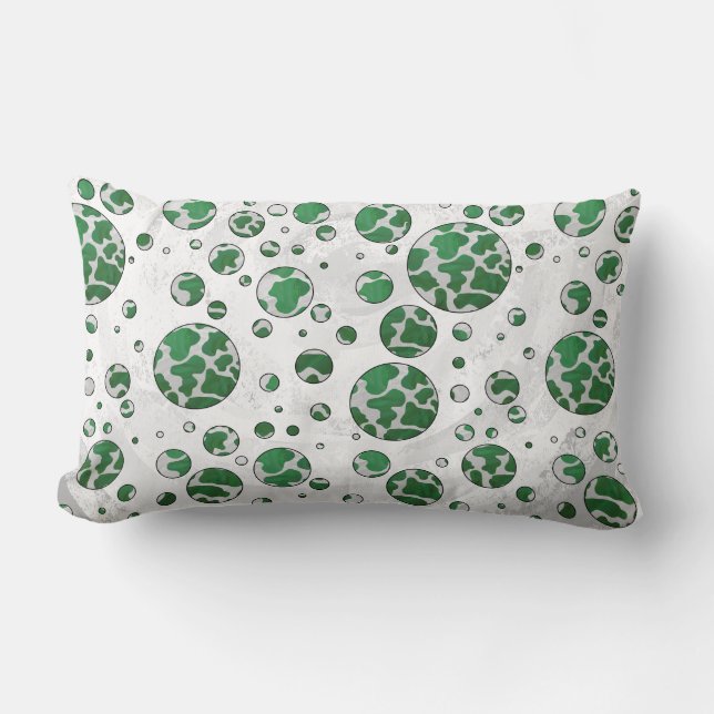 Polks Dot Koe Green en White Print Kussen (Voorkant)