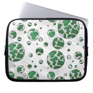 Polks Dot Koe Green en White Print Laptop Sleeve