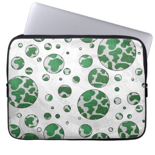 Polks Dot Koe Green en White Print Laptop Sleeve
