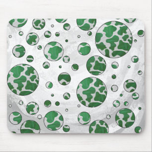 Polks Dot Koe Green en White Print Muismat