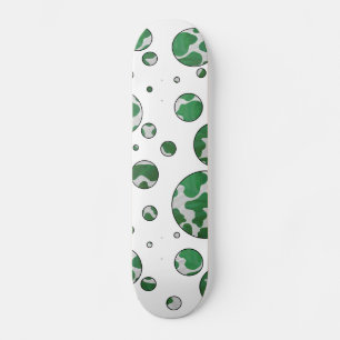 Polks Dot Koe Green en White Print Skateboard