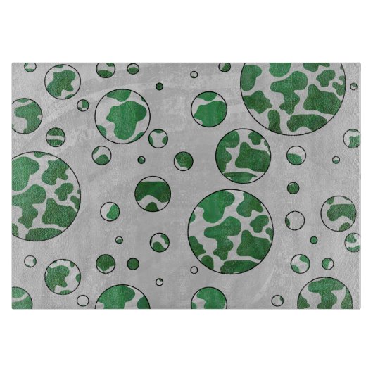 Polks Dot Koe Green en White Print Snijplank (Voorkant)
