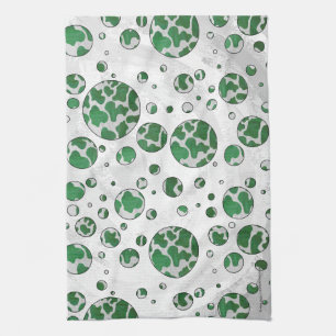 Polks Dot Koe Green en White Print Theedoek