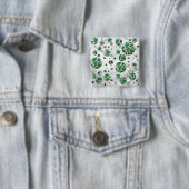 Polks Dot Koe Green en White Print Vierkante Button 5,1 Cm (In situ)