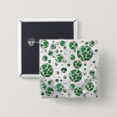Polks Dot Koe Green en White Print Vierkante Button 5,1 Cm (Voorkant /achterkant)