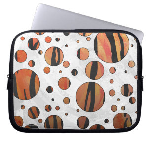 Polks Dot Tiger Hot oranje en zwart afdrukken Laptop Sleeve