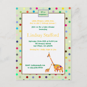 Polks pointille des invitations de baby shower de