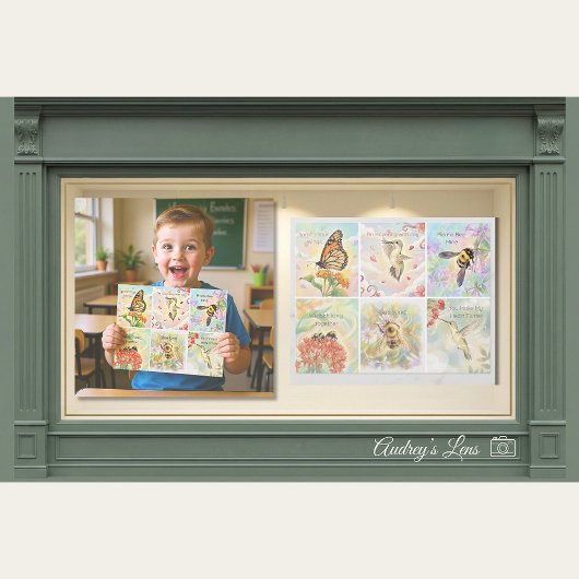 Pollinator Classroom Valentines - 6 per Sheet Briefhoofd