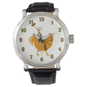 Pollo Time Funny Man op Chicken Cartoon Horloge