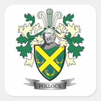 Pollock Family Crest Coat of Arms Vierkante Sticker