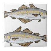 Pollock Fish Sketch Tegeltje (Voorkant)