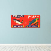 Polly Brand Salmon Label- Alaska Canvas Afdruk (Insitu (Houten vloer))
