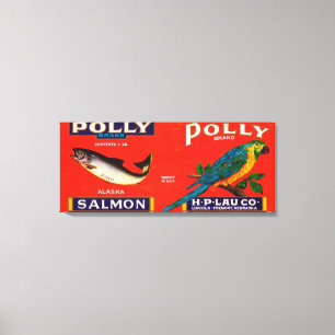 Polly Brand Salmon Label- Alaska Canvas Afdruk