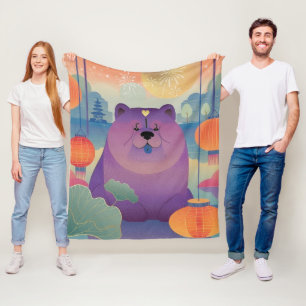 POLLY PLUM chow dog Fleece Deken