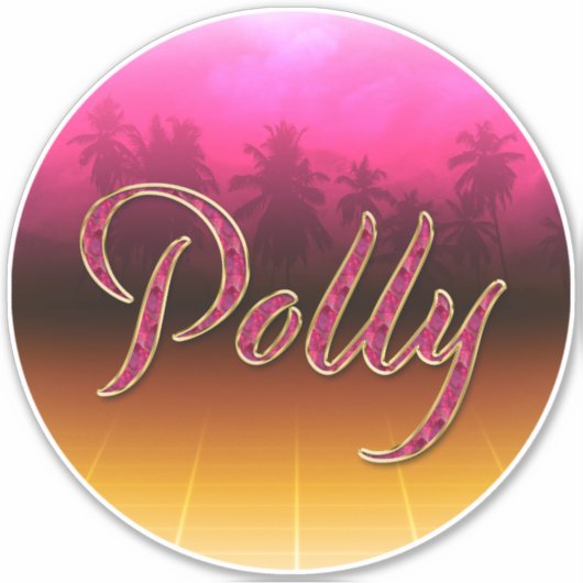 Polly prénom nom autocollant rose doré (Devant)