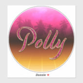 Polly prénom nom autocollant rose doré (Feuille)
