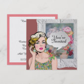Polly veut une Pop Art Lady Floral Invitation (Devant / Derrière)