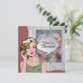 Polly veut une Pop Art Lady Floral Invitation (Debout devant)
