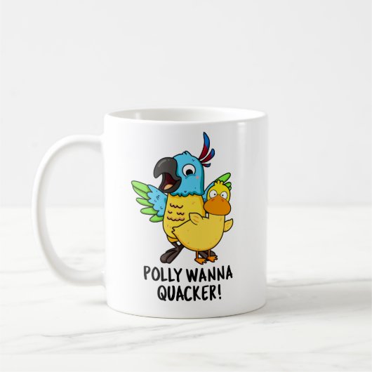 Polly Wanna Quacker Funny Animal Pun Koffiemok (Links)