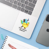 Polly Wanna Quacker Funny Animal Pun Sticker (Laptop met iPhone)