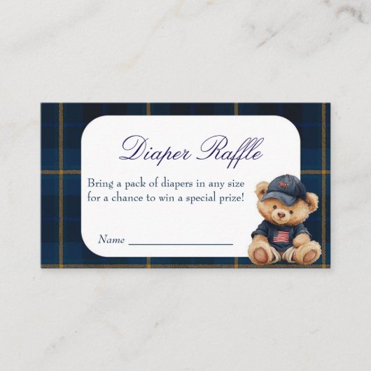 Polo Bear Baby Shower Diaper Raffle Informatiekaartje (Voorkant)