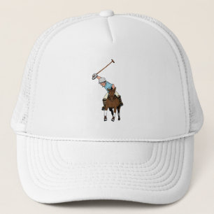 Polo Player Rides Horse Swings Mallet Trucker Pet