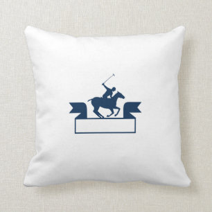 Polo Player Riding Horse Ribbon Retro Kussen
