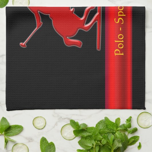 Polo-Pony en Rider, in reliëf, rood, chroomvormend Theedoek (Gevouwen)