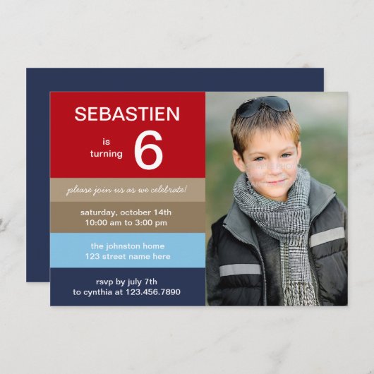 Polo Stripes Fotodag uitnodiging (Voorkant / Achterkant)