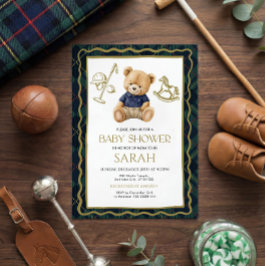 Polo Teddy Bear Baby Shower Invitation Kaart