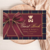 Polo Teddy Bear Gold Bow Classic Plaid Baby shower